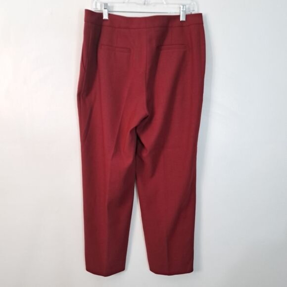 Escada Deep Red / Burgundy Wool Blend Straight Leg Slacks 40 - Picture 2 of 13